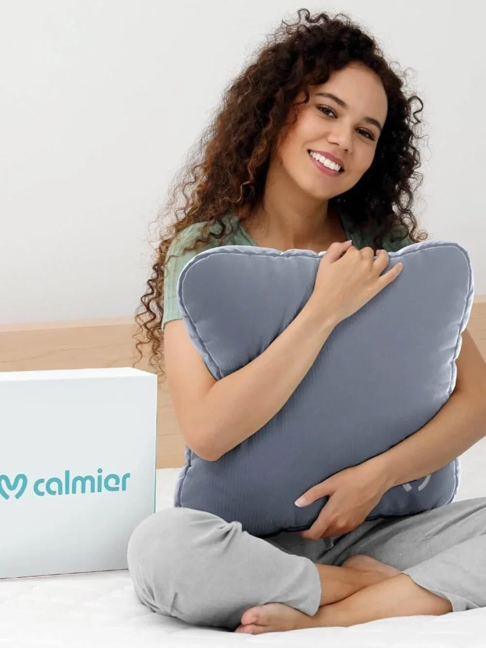 Calmier 6 lb Weighted Sensory Hug Pillow Light Gray Minky Glass Bead NWT